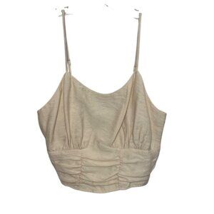 Paper Crane Camisole Top Cropped Medium Beige New WOT Smocked Waist